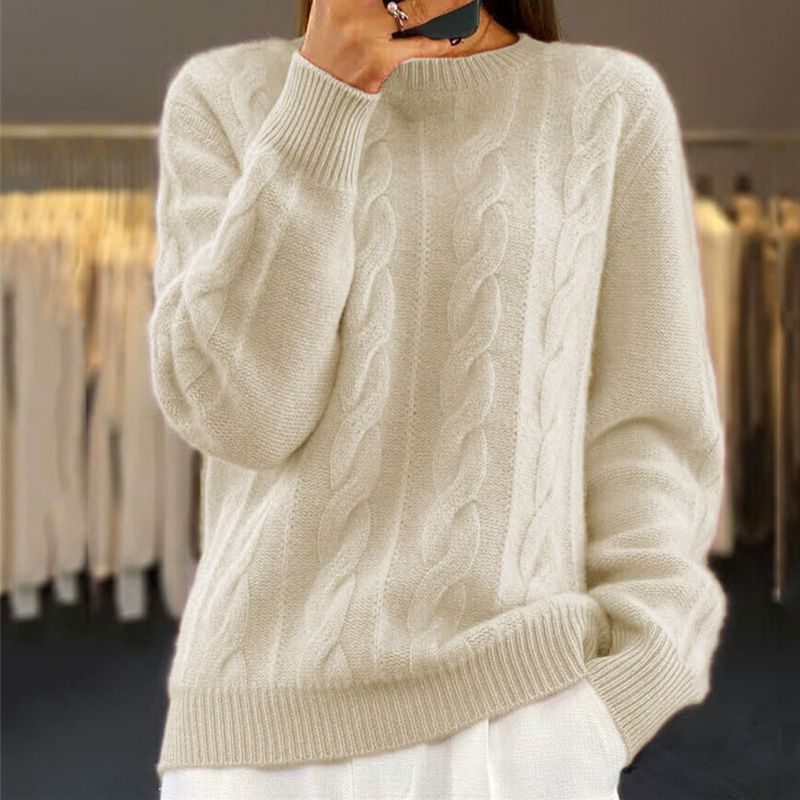 Jewel | Cable Knit Pullover with Crew Neck for Women
