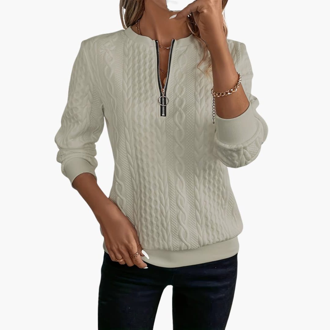 Esmée | Cable Knit Zip-Up Sweater for Women