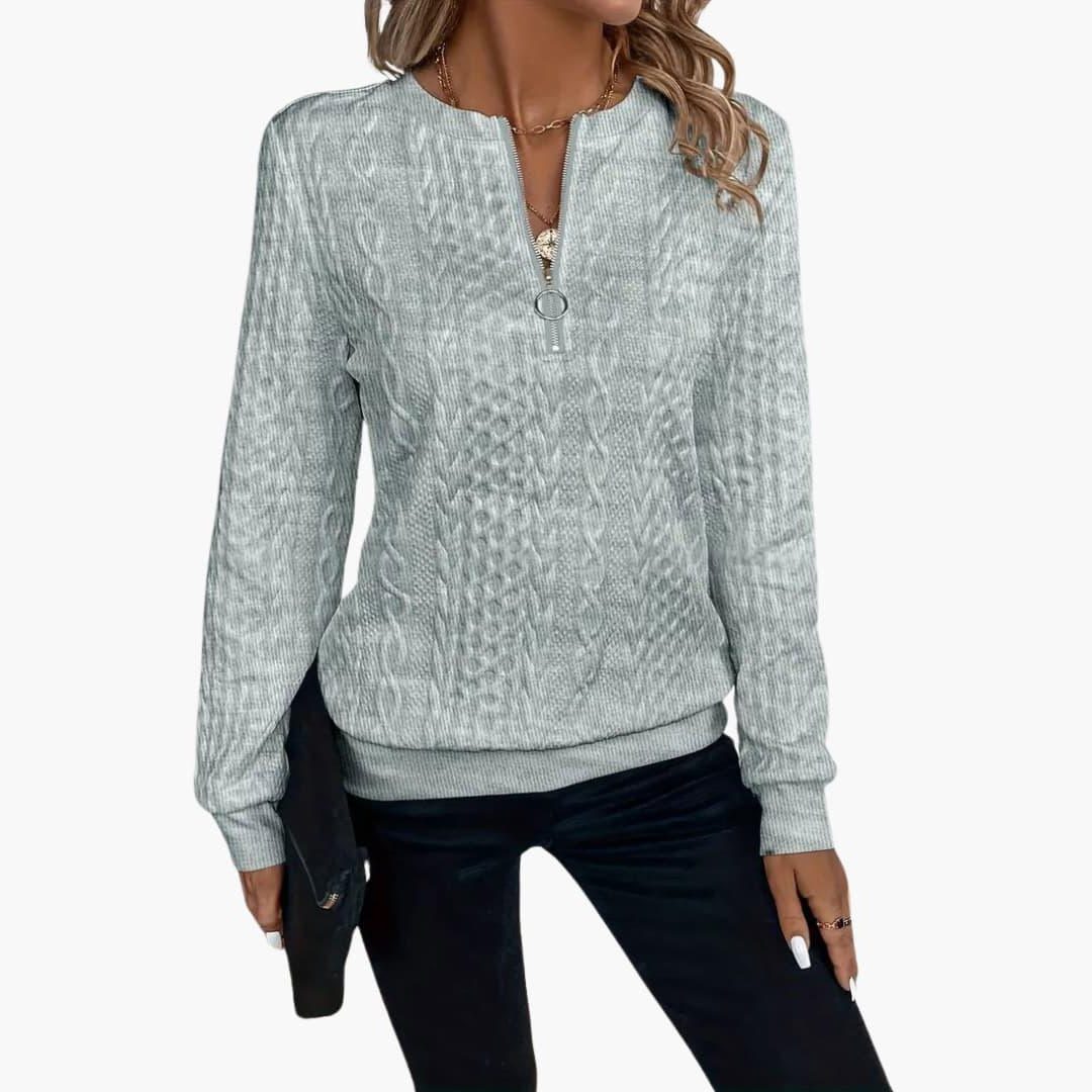 Esmée | Cable Knit Zip-Up Sweater for Women