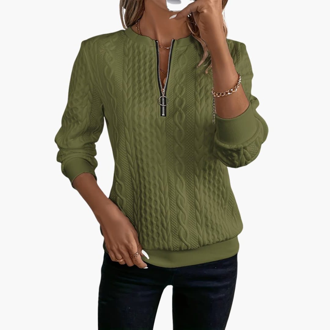 Esmée | Cable Knit Zip-Up Sweater for Women