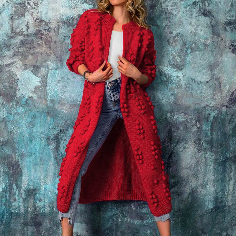 Women's Cable Knit Open Front Long Cardigan, Textured