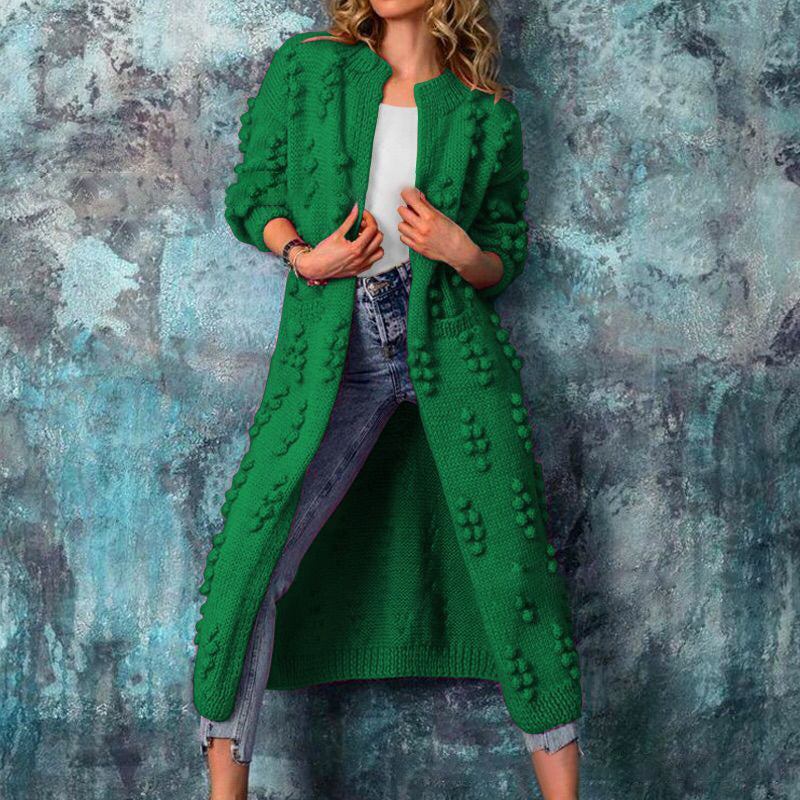 Women's Cable Knit Open Front Long Cardigan, Textured