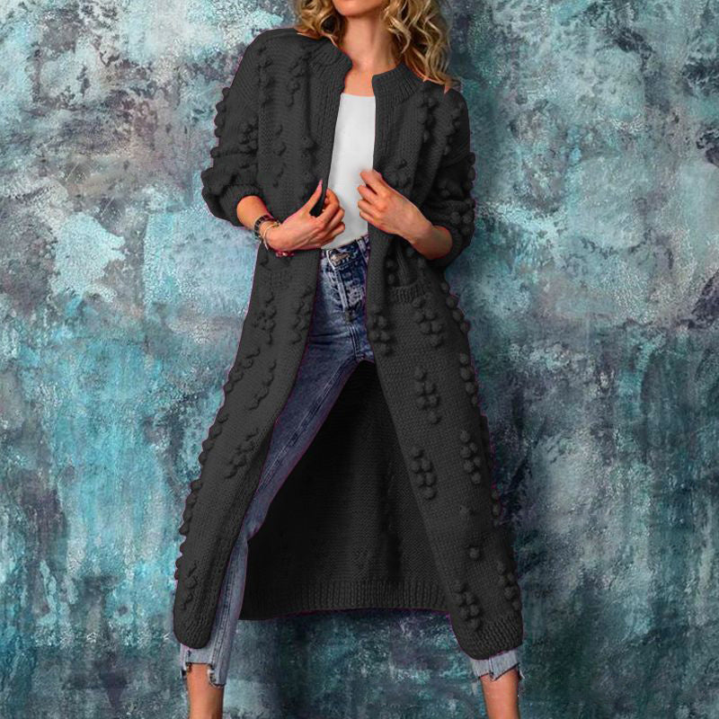 Women's Cable Knit Open Front Long Cardigan, Textured