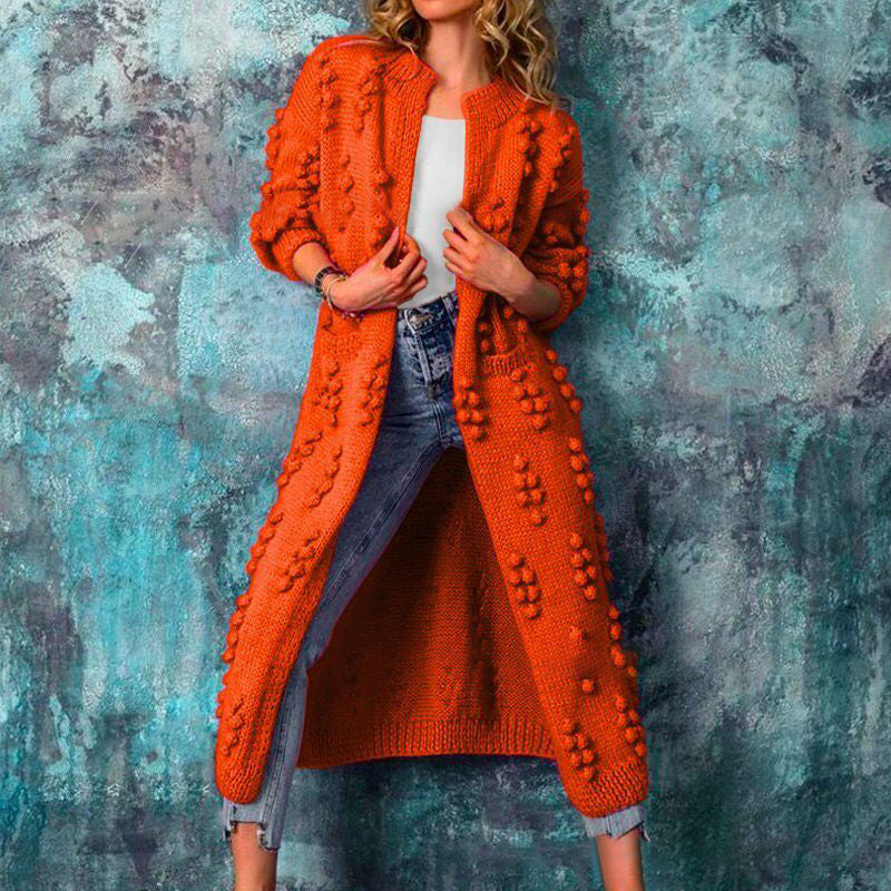 Women's Cable Knit Open Front Long Cardigan, Textured