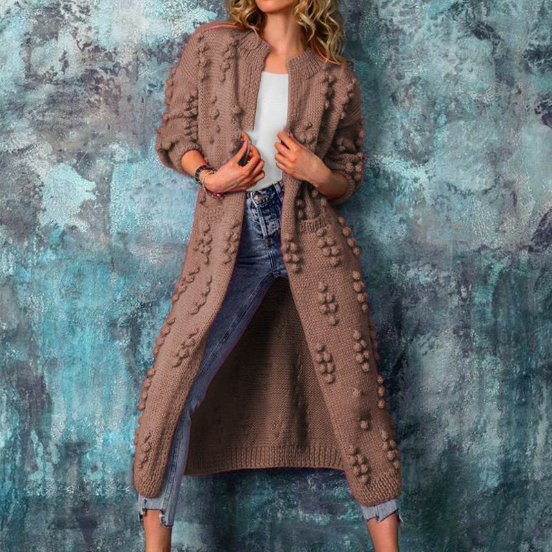 Women's Cable Knit Open Front Long Cardigan, Textured