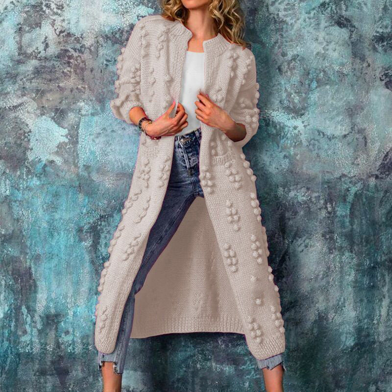 Women's Cable Knit Open Front Long Cardigan, Textured