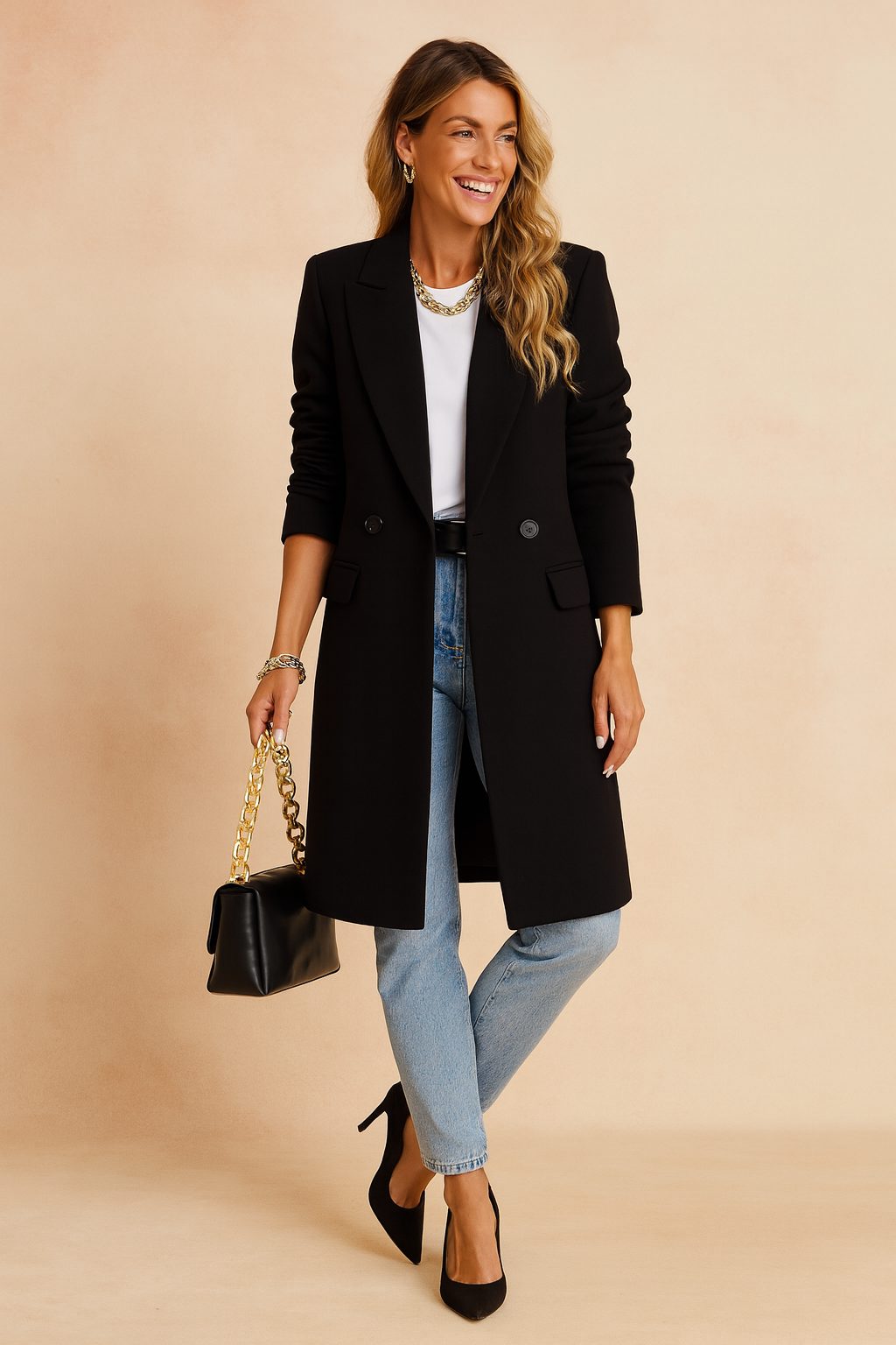 Caia | Double-Breasted Longline Blazer for Women