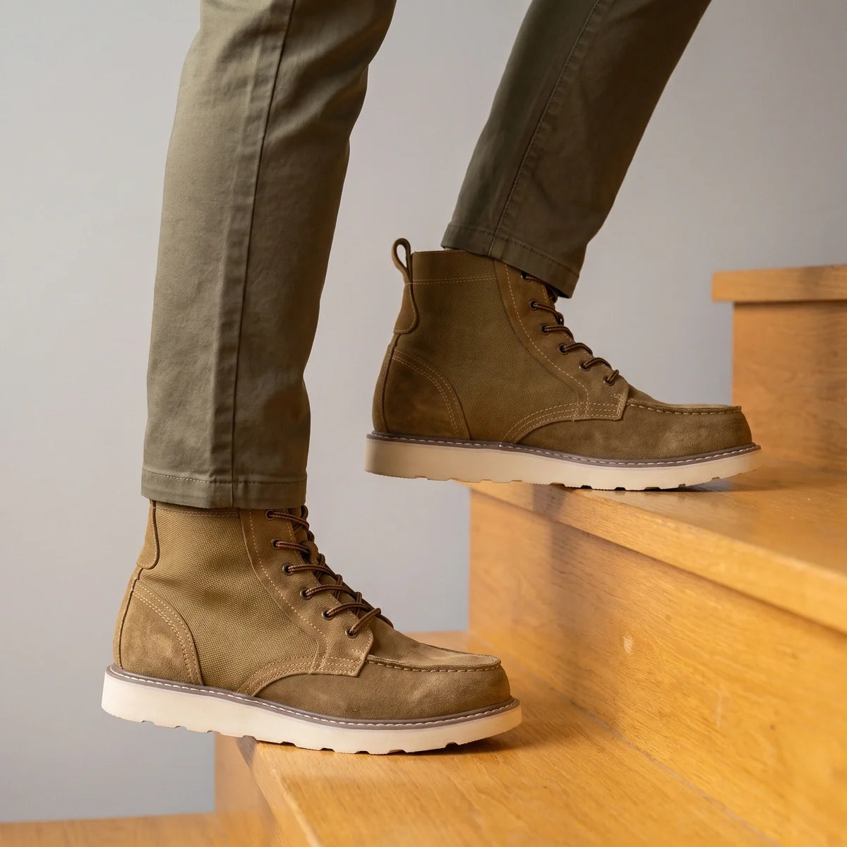 Caius Suede Stitched Moc Toe Lace Up Boots