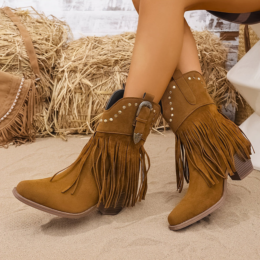 Women's Black Boots with Block Heel