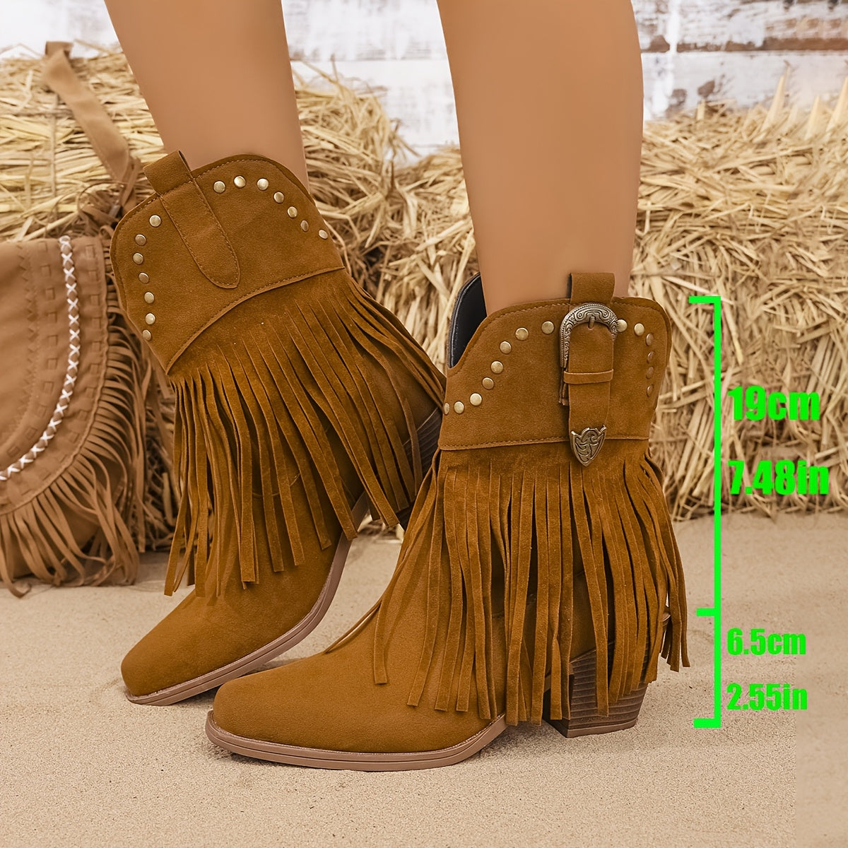 Women's Black Boots with Block Heel | Size 5.5-12 | Light Brown, Black