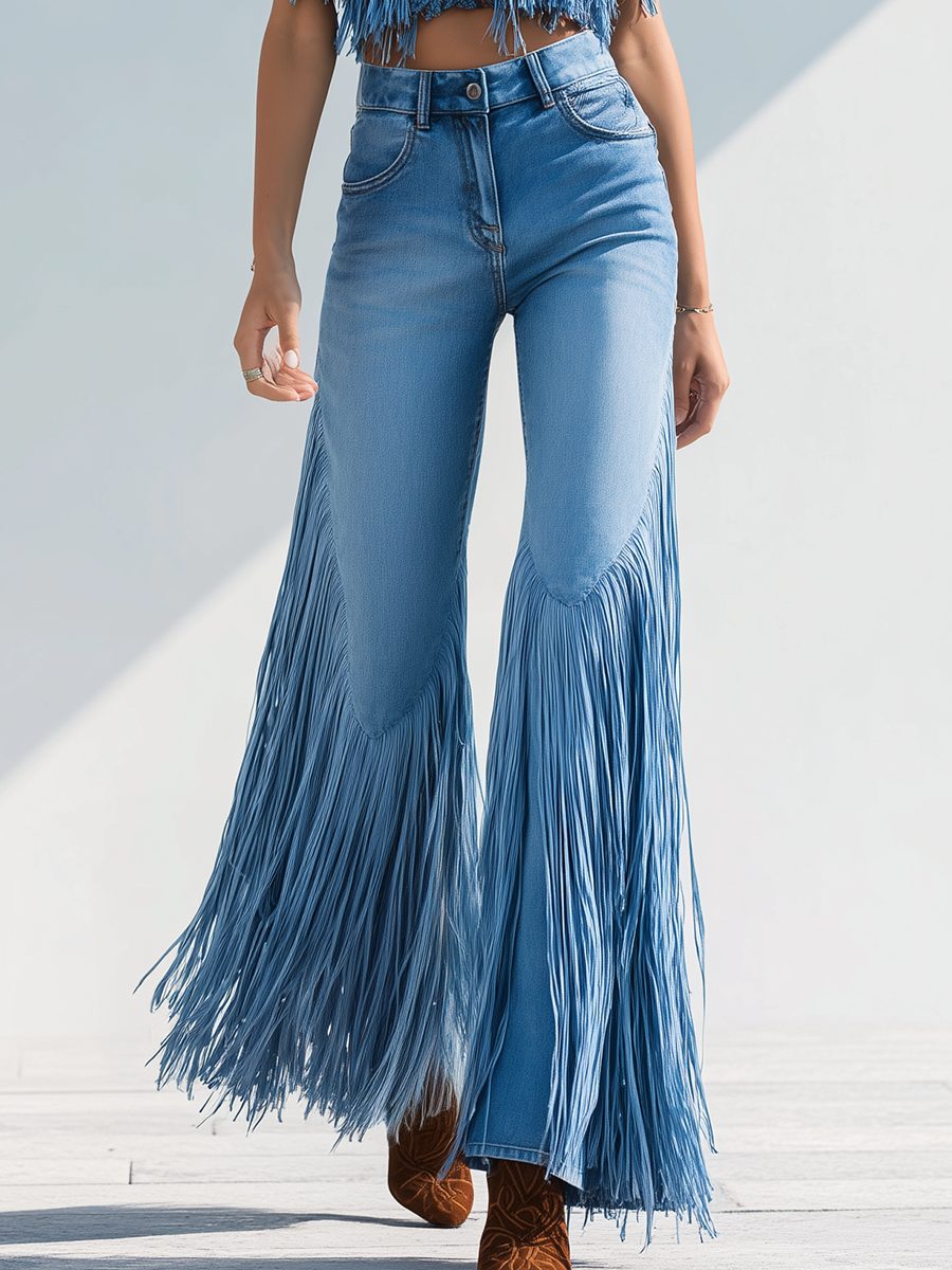 Calliope | Flared Jeans with Fringe Hem for Women