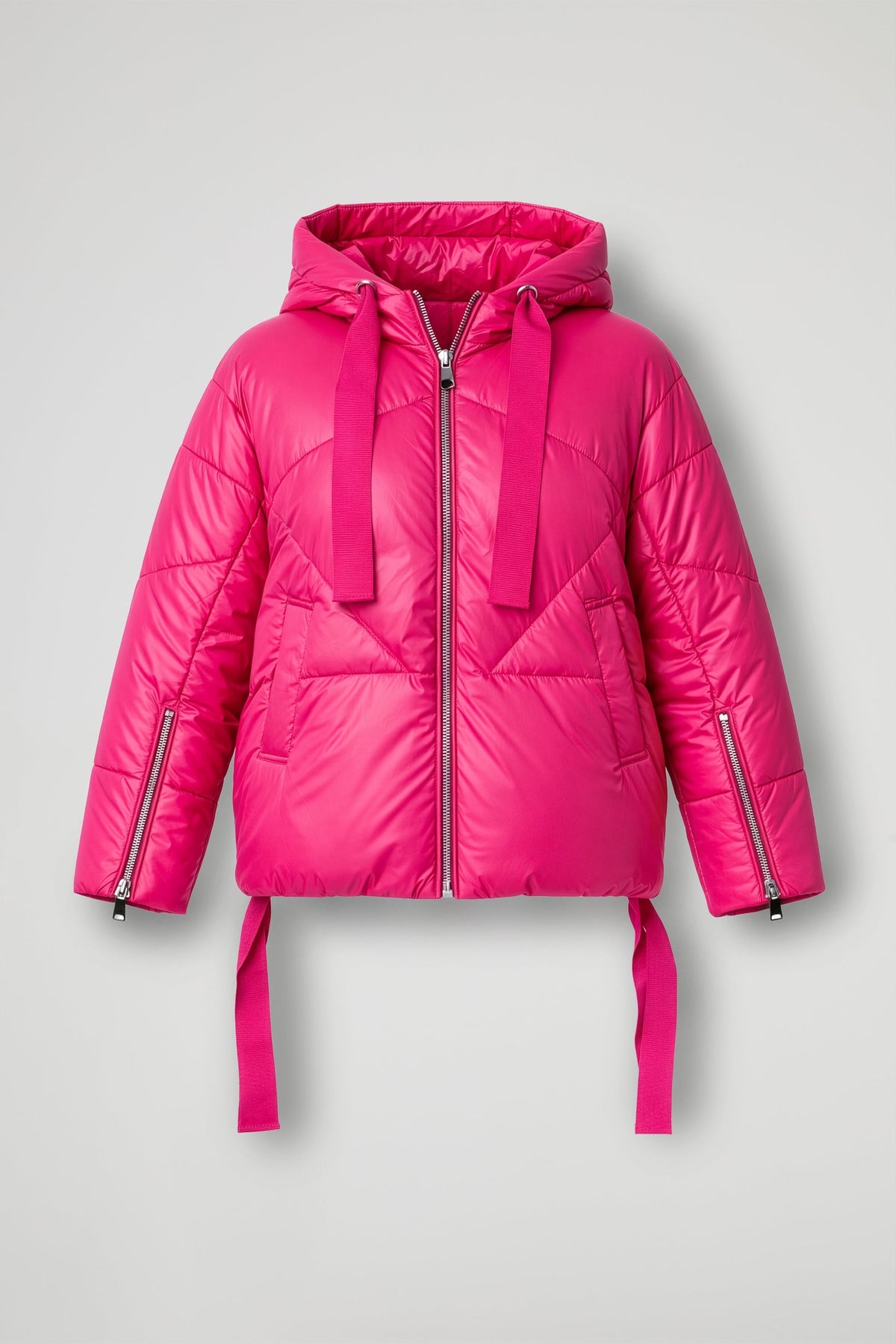 Women's Quilted Hooded Cropped Puffer Jacket, Long Sleeves