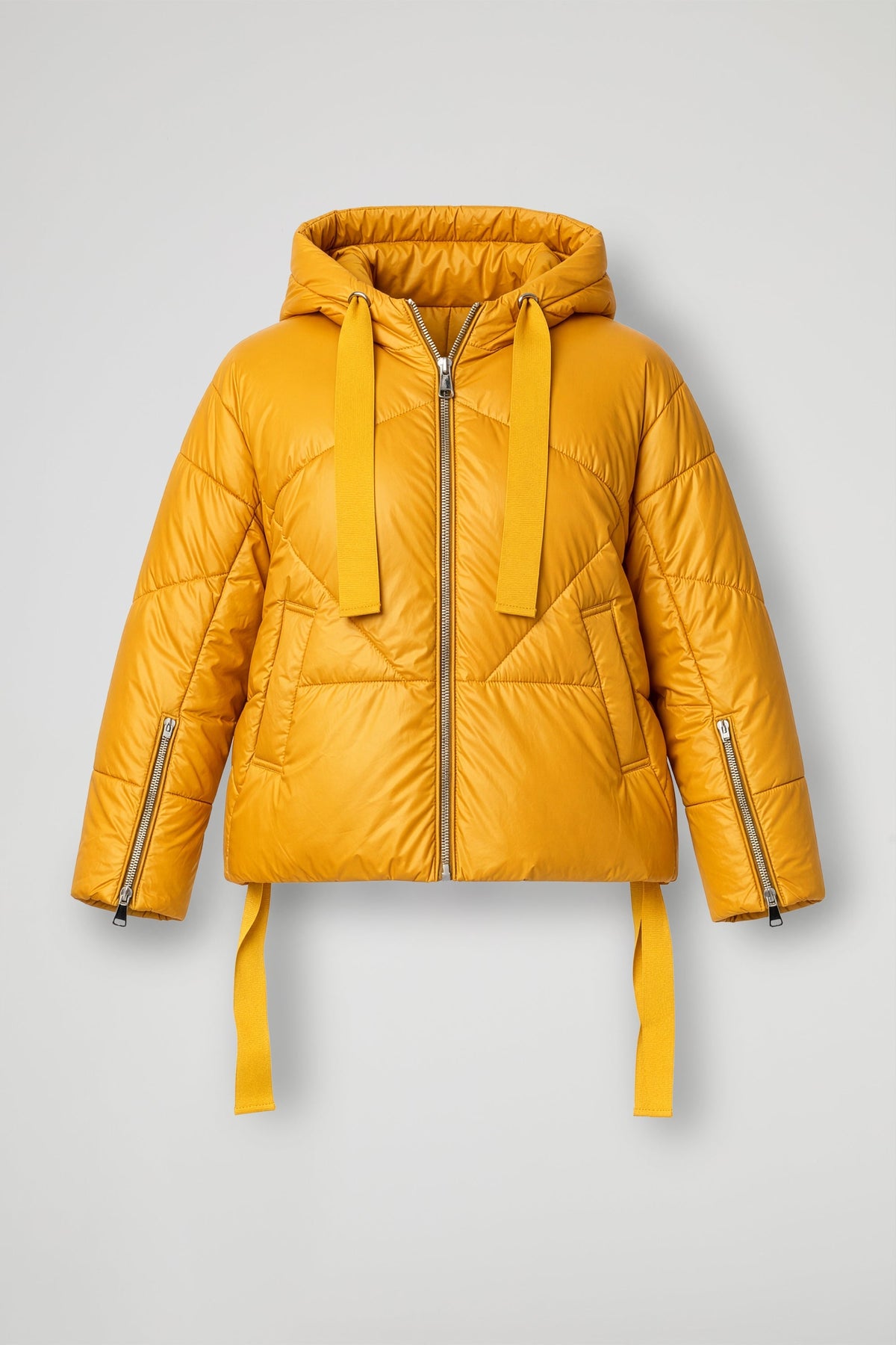 Women's Quilted Hooded Cropped Puffer Jacket, Long Sleeves