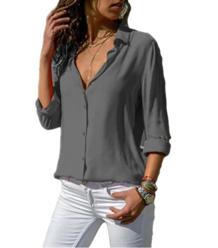 Carol | Women's Button Up Long Sleeve Shirt Blouse