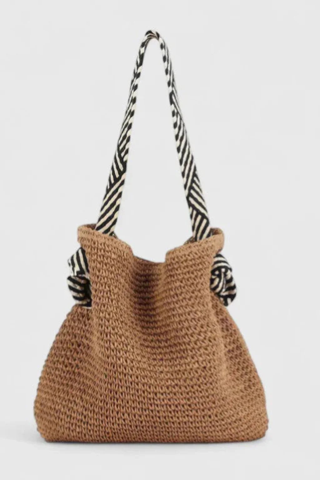 Caroline | Women's Straw Tote Shoulder Bag with Contrast Strap