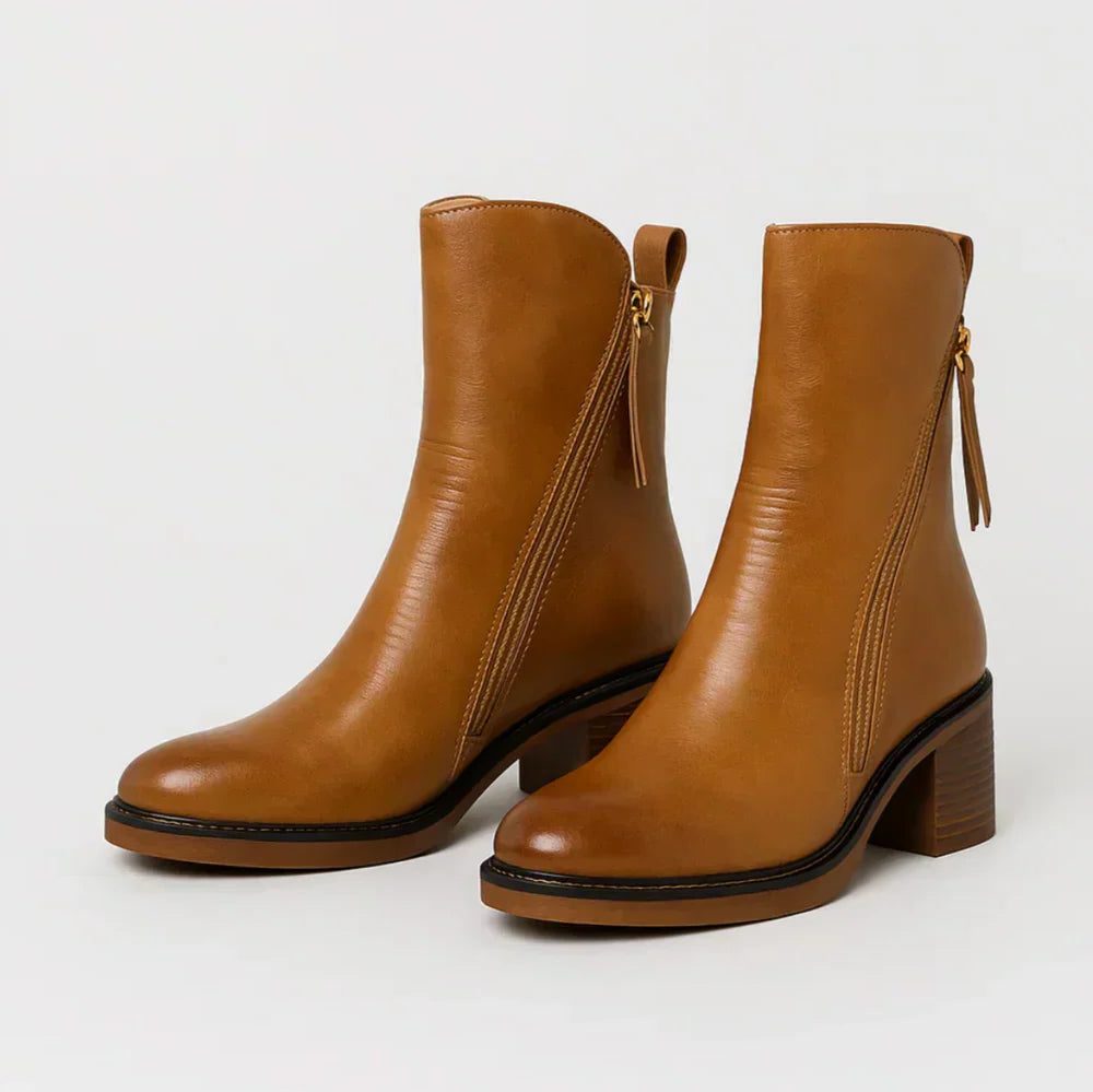 Caterina | Block Heel Ankle Boots with Zip for Women