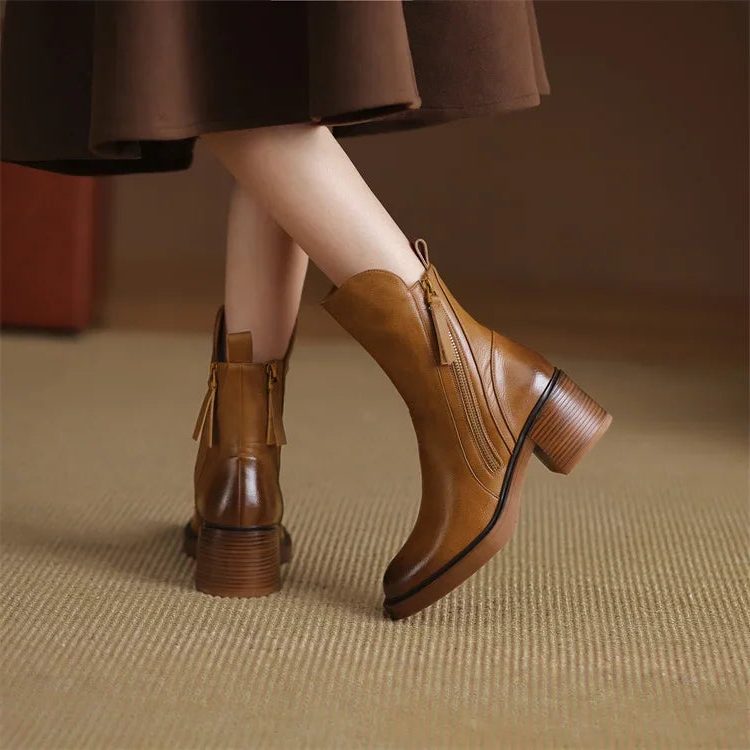 Caterina | Block Heel Ankle Boots with Zip for Women