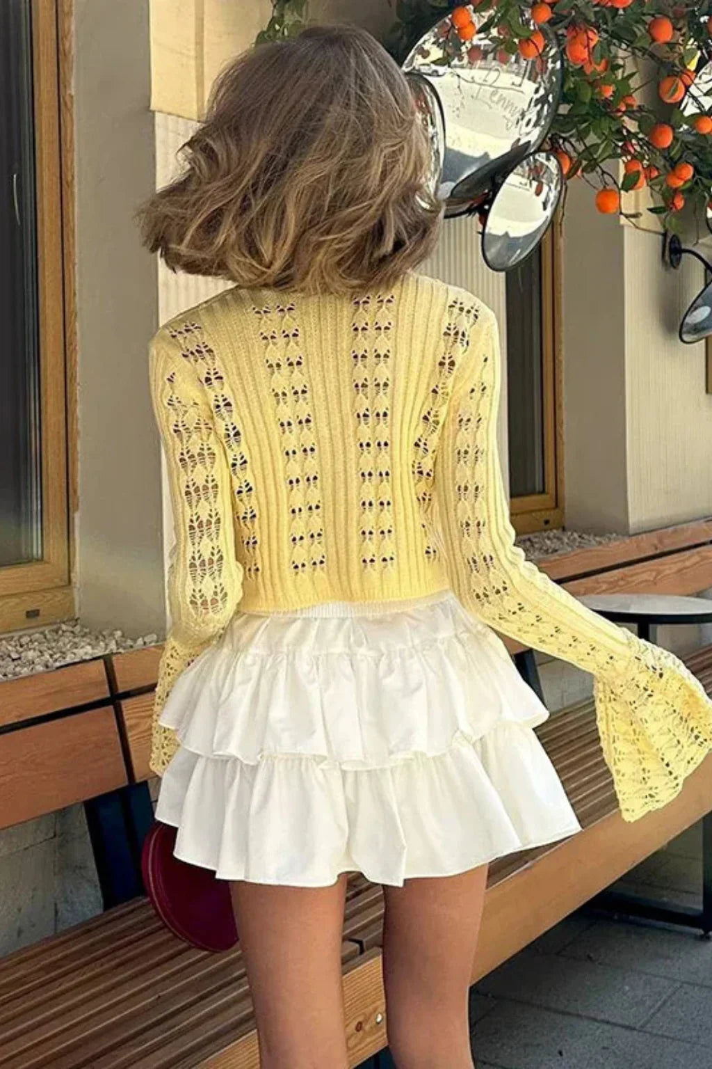 Catriona | Women's Cropped Knit Cardigan Sweater with Bell Sleeves