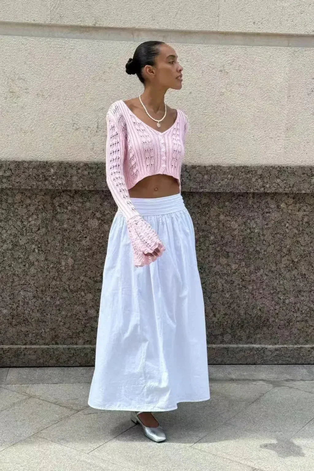 Catriona | Women's Cropped Knit Cardigan Sweater with Bell Sleeves
