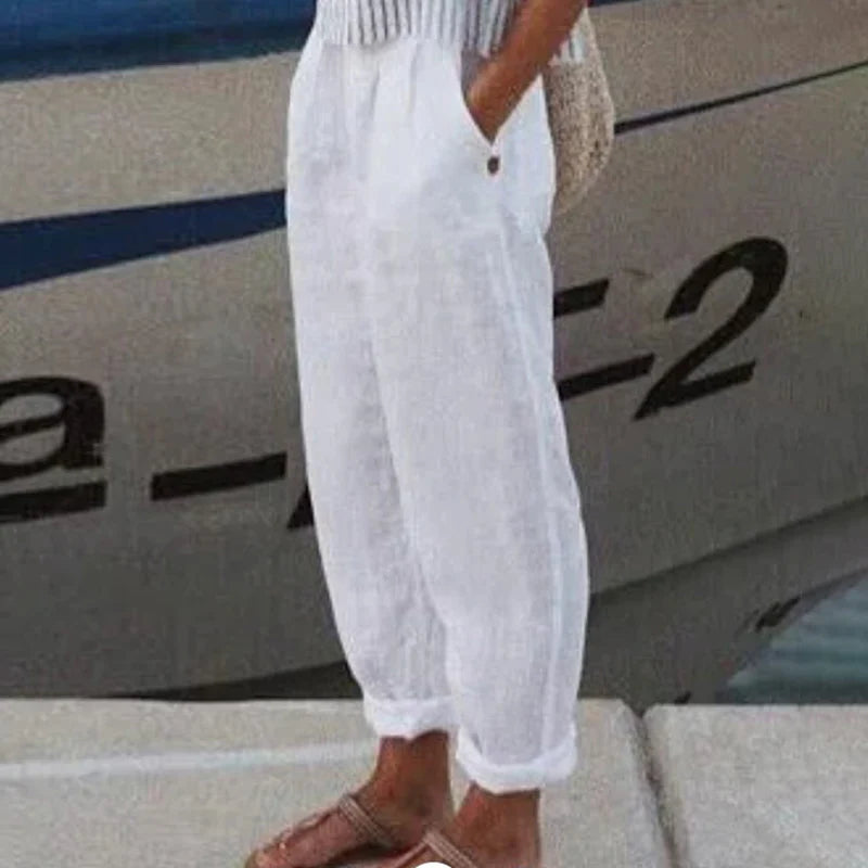 Catriona | Women's Linen Wide Leg Casual Pants with Pockets