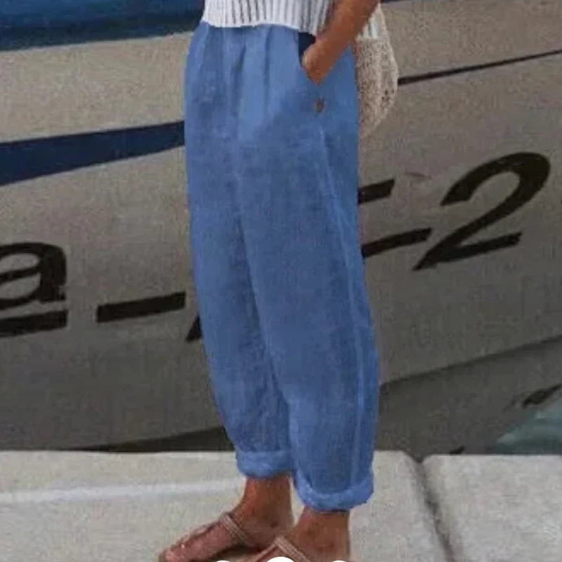 Catriona | Women's Linen Wide Leg Casual Pants with Pockets