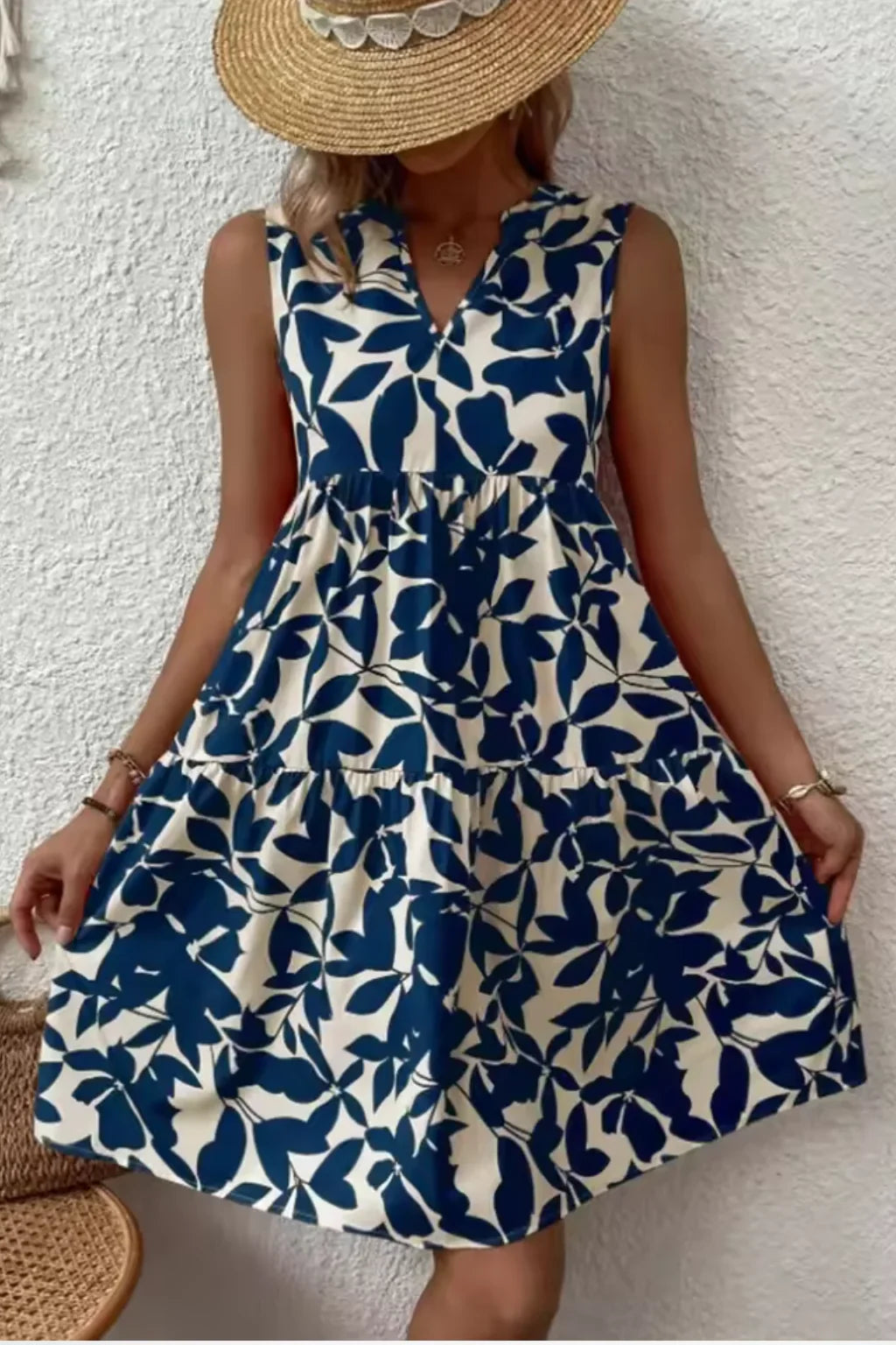 Catriona | Women's Sleeveless Floral V-Neck Tiered Sundress