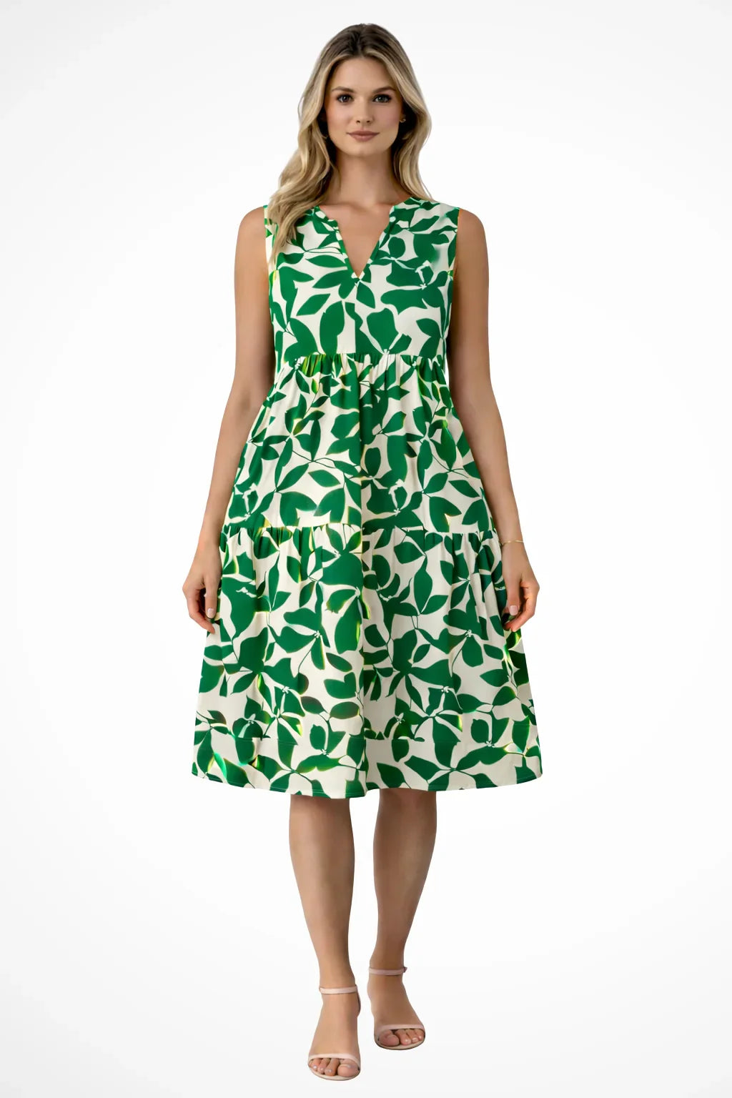 Catriona | Women's Sleeveless Floral V-Neck Tiered Sundress