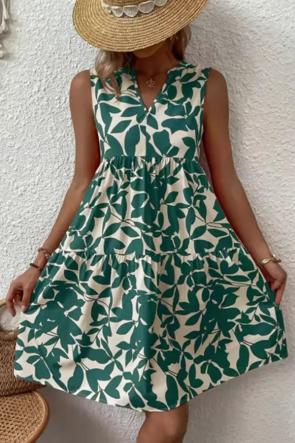 Catriona | Women's Sleeveless Floral V-Neck Tiered Sundress