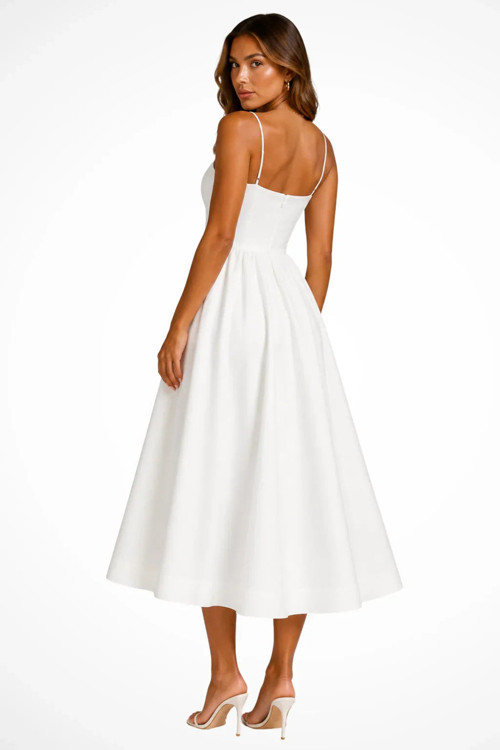 Catriona | Women's Square Neck Cami Strap Occasion Wedding Guest Midi Dress