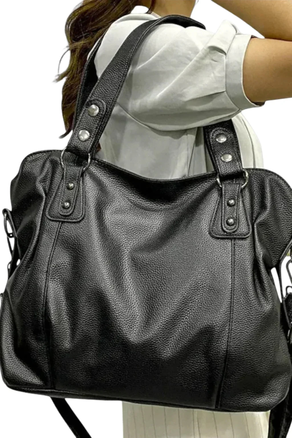 Catriona | Women's Studded Shoulder Bag with Top Handles and Detachable Strap