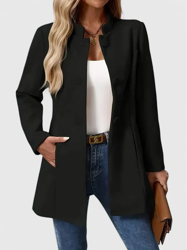 Women's Jacket with Button Front and Pockets | Size S-XL | Cream, Black, Camel