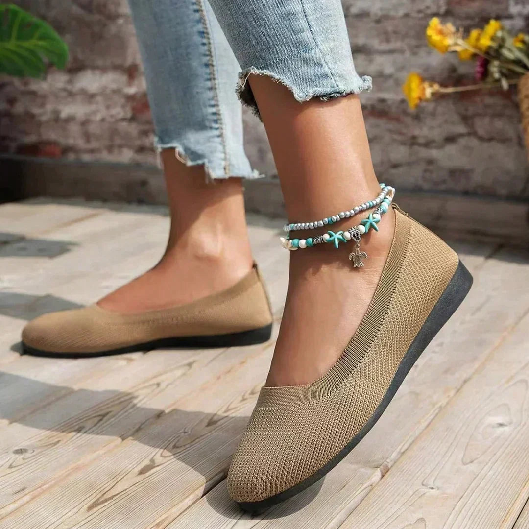 Women's Ribbed Slip-On Flats with Arch Support
