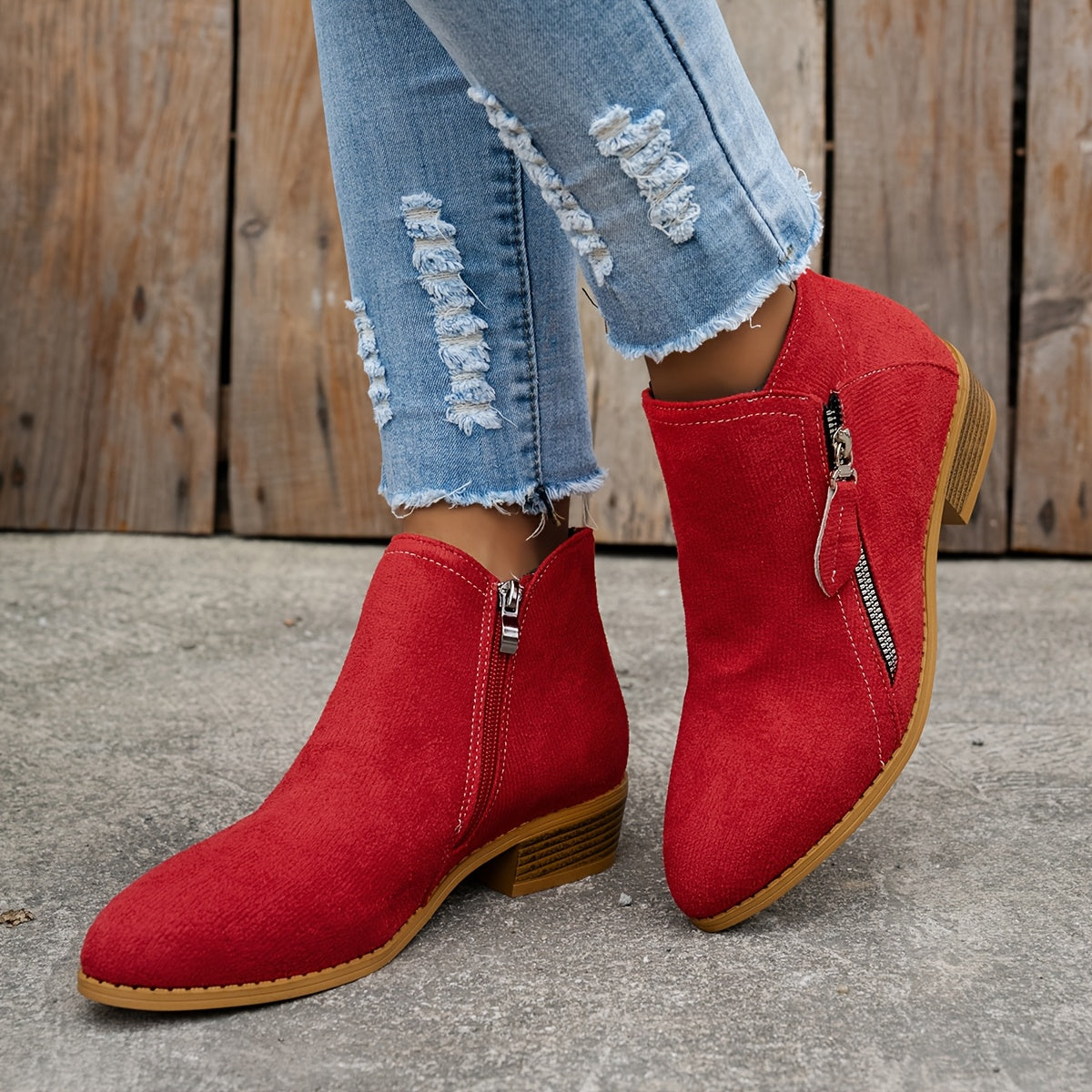 Raya | Womens Ankle Boots with Side Zipper | Zip-On Fit, Dry and Warm in Rain or Snow | Blue, Black, Beige and More EU 35-43