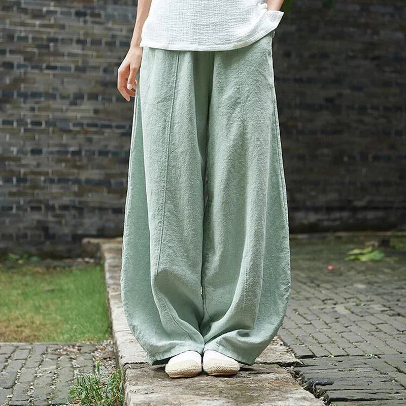 Cecily | Women's Linen Trouser Wide Leg Pants with Pockets