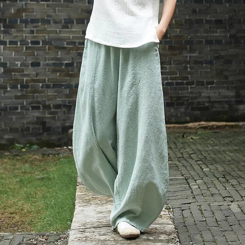 Cecily | Women's Linen Trouser Wide Leg Pants with Pockets