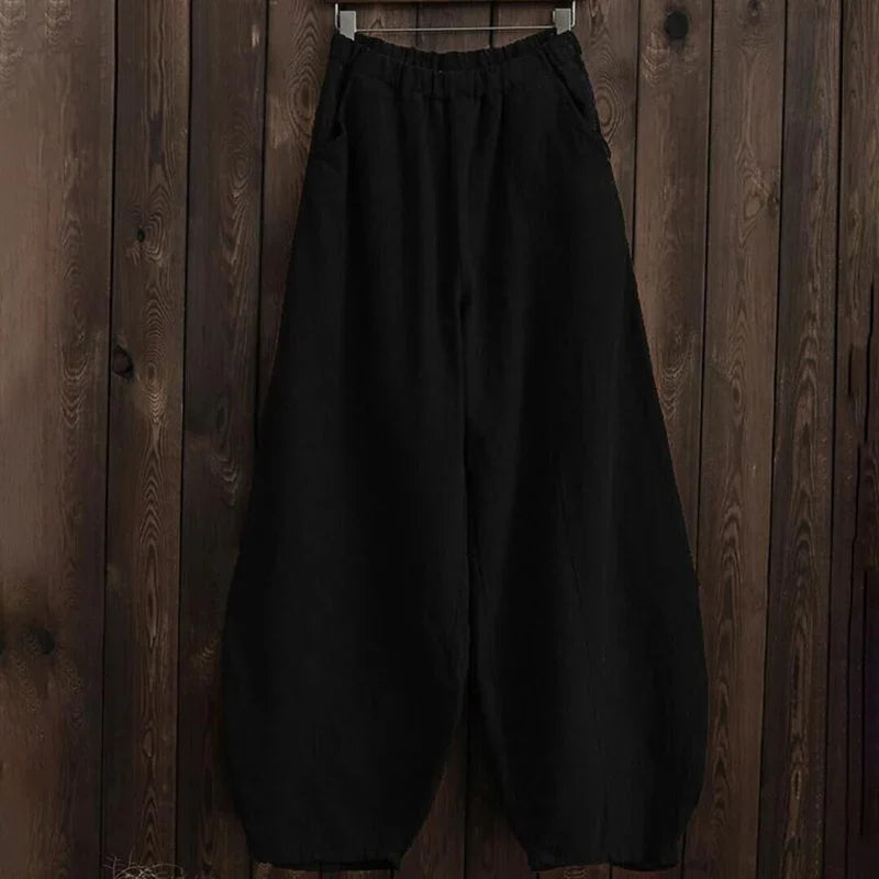 Cecily | Women's Linen Trouser Wide Leg Pants with Pockets