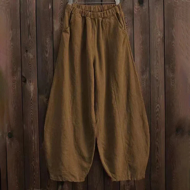 Cecily | Women's Linen Trouser Wide Leg Pants with Pockets