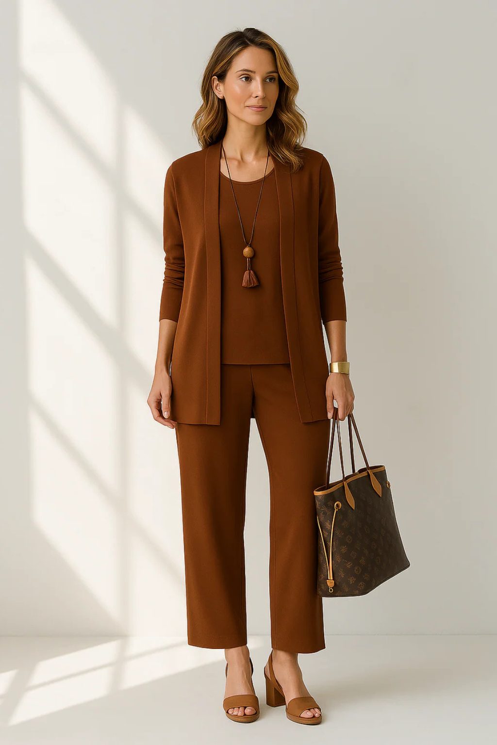 Celestia | Oversized Long Cardigan Set with Wide Leg Pants for Women