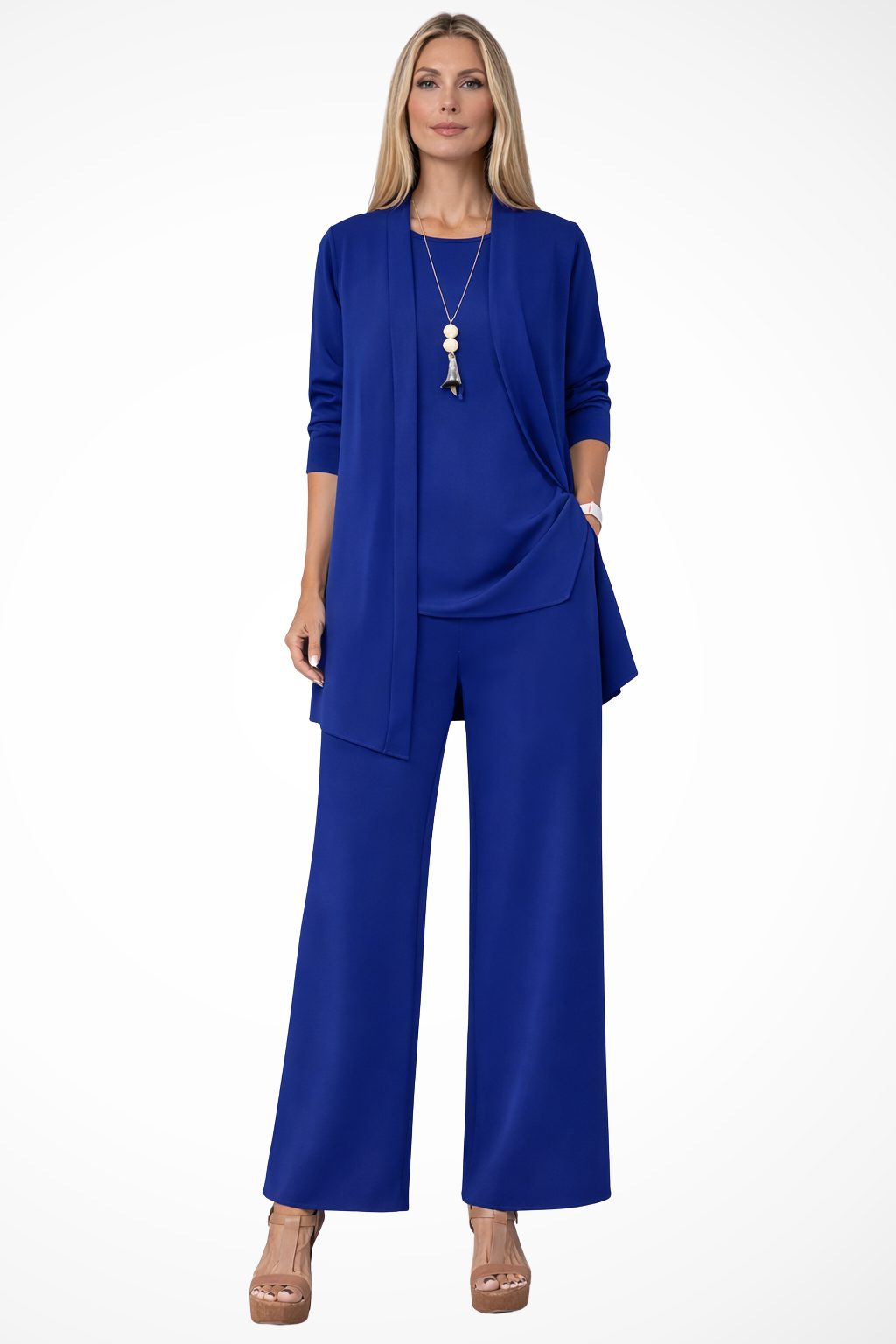Celestia | Oversized Long Cardigan Set with Wide Leg Pants for Women