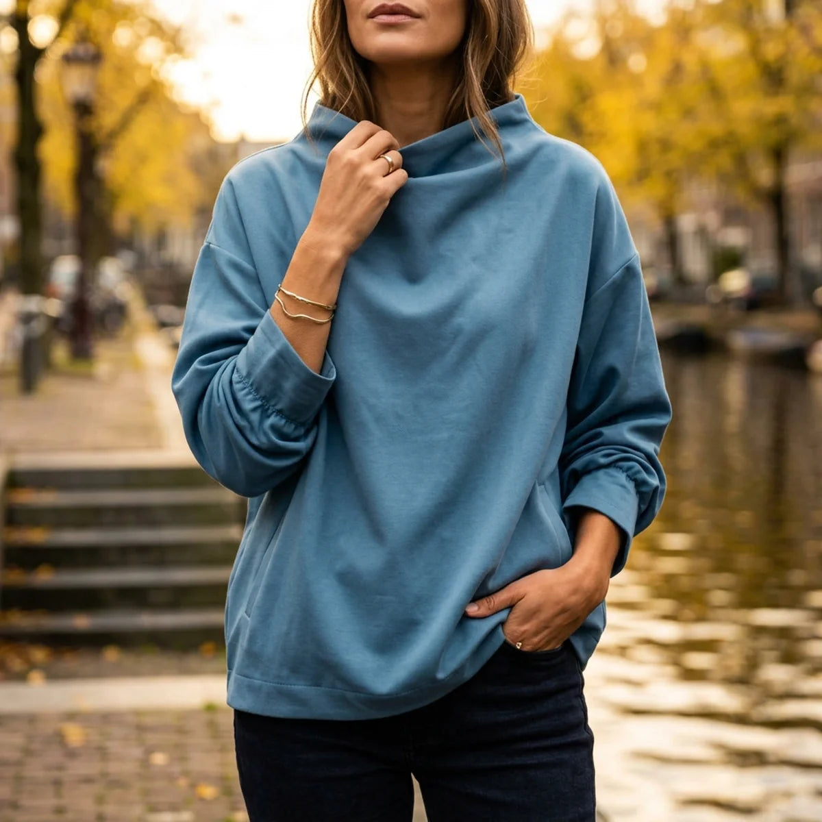 Celia High Neck Draped Top