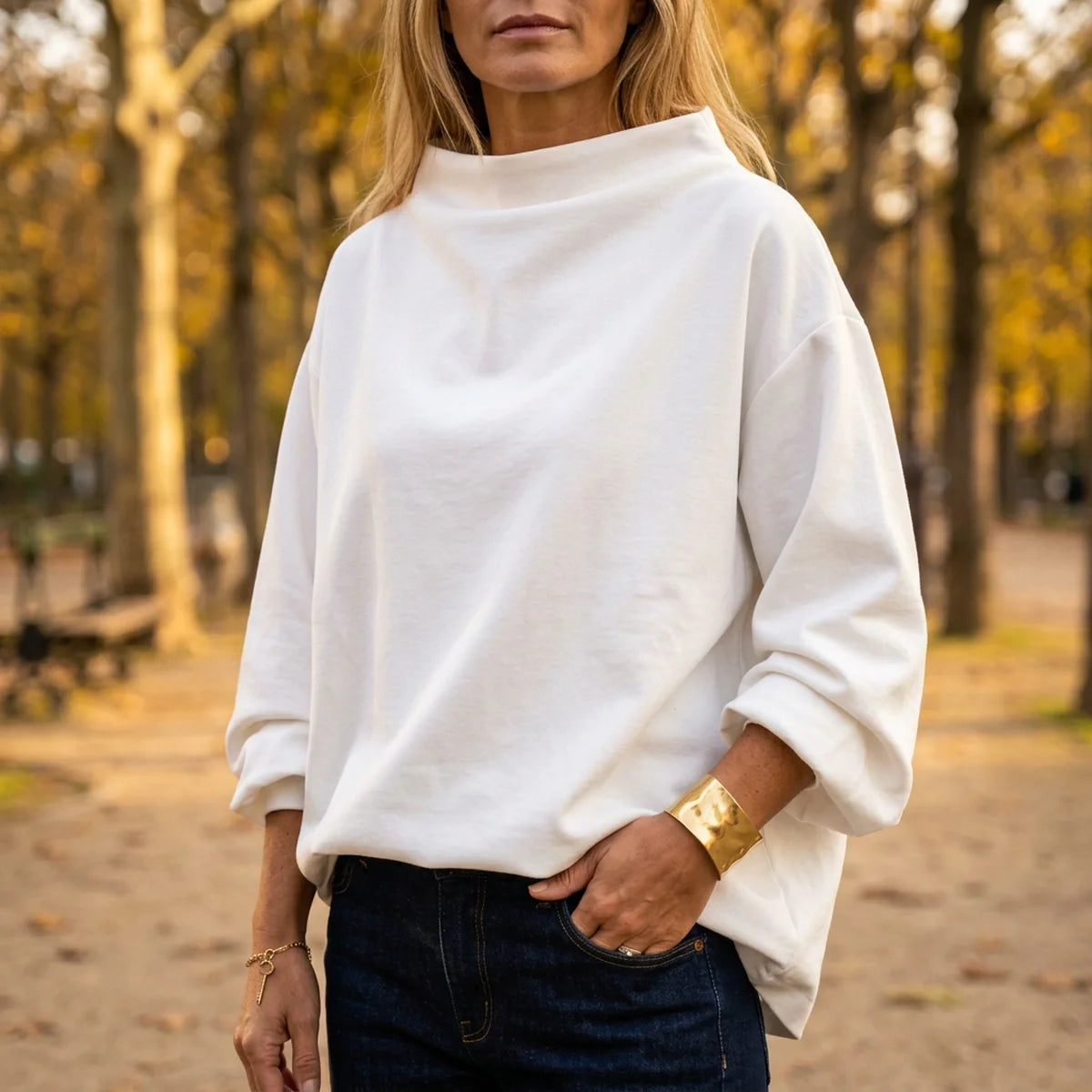Celia High Neck Draped Top