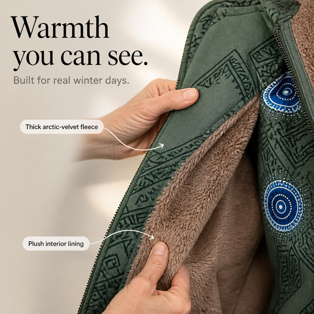 Leaf & Loom – Printed Hooded Winter Coat
