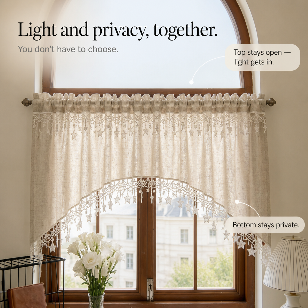 Starwoven – Star Lace Arc Hem Half Curtain