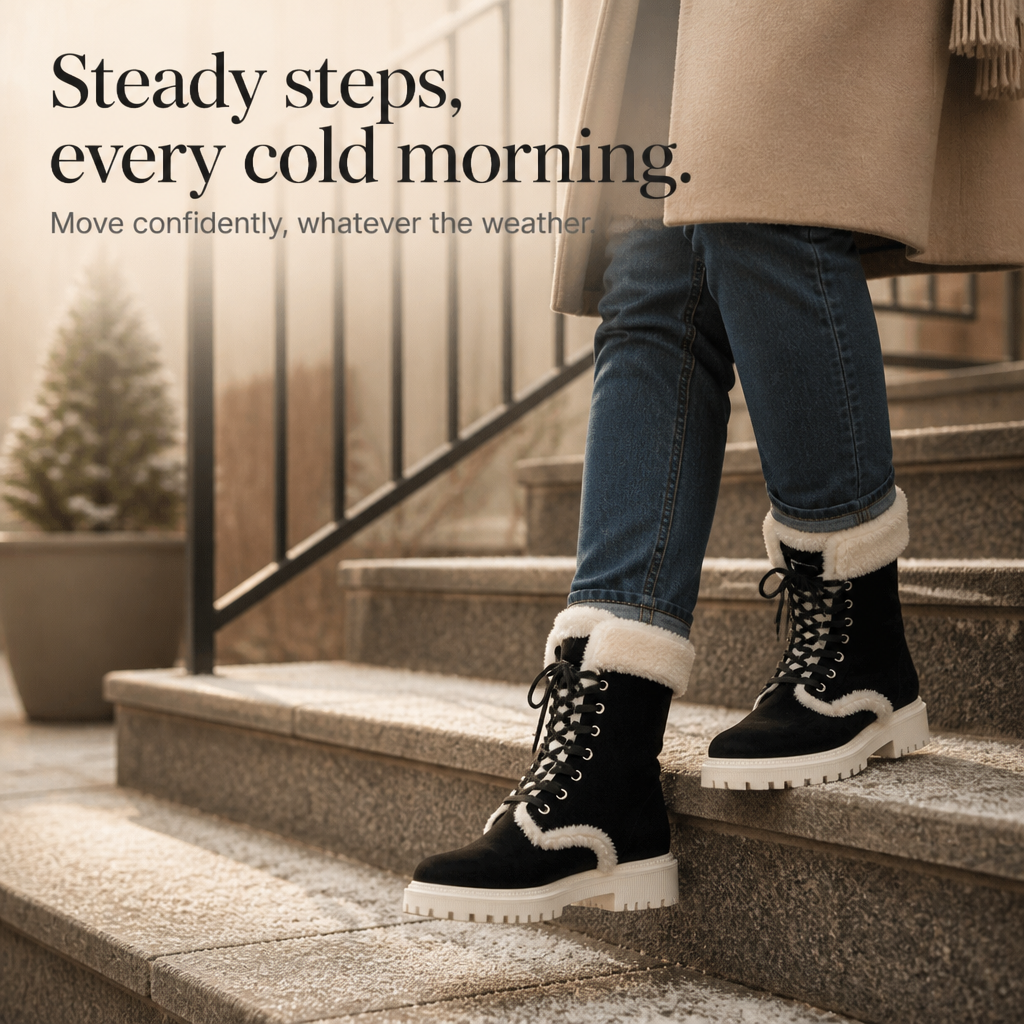 Velvara – Plush-Lined Lace-Up Mid-Calf Boots