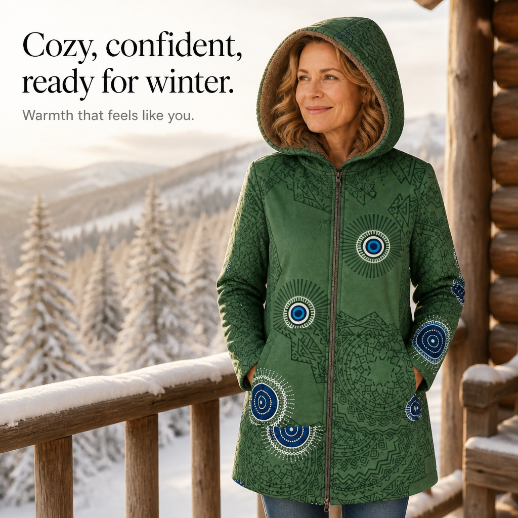 Leaf & Loom – Printed Hooded Winter Coat