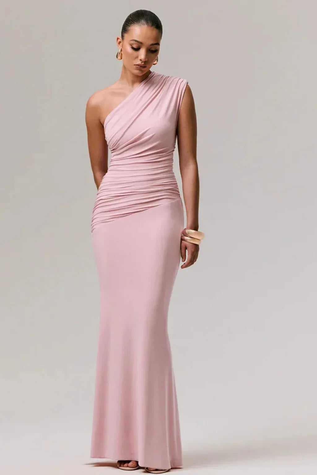 Cerys | One Shoulder Ruched Formal Evening Maxi Dress