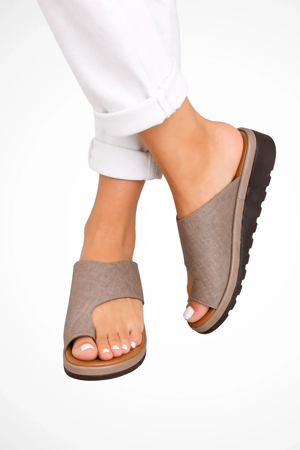 Cerys | Women's Slip On Wedge Heel Platform Toe Post Sandals