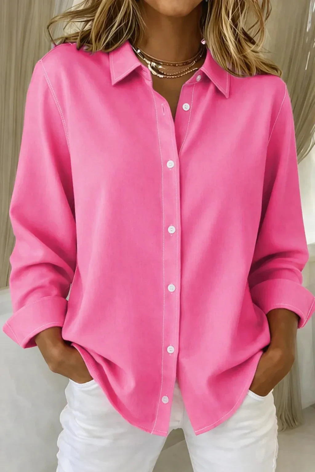 Charlotte | Women's Button Up Collared Shirt with Long Sleeves