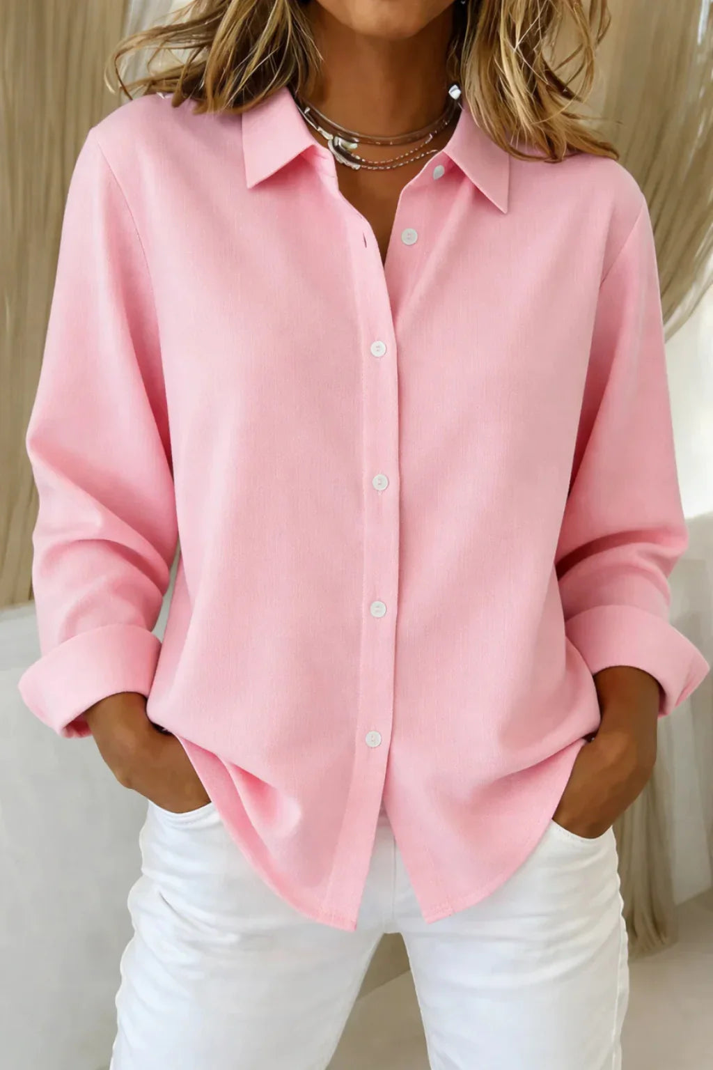 Charlotte | Women's Button Up Collared Shirt with Long Sleeves