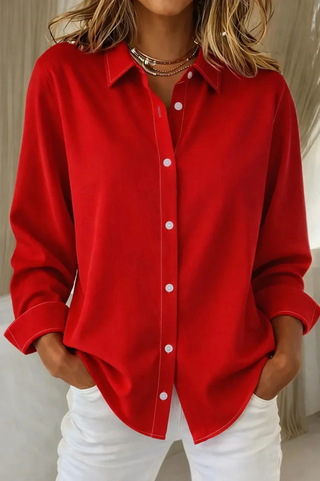 Charlotte | Women's Button Up Collared Shirt with Long Sleeves